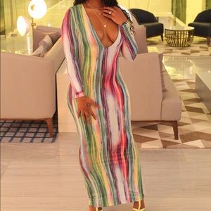 Long Multi Colored Dress (Fashion Nova) Worn Once